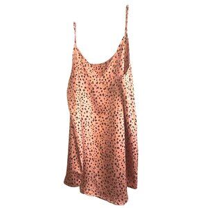 Womens Salmon Pink & Black Leopard Print Camisole Nightgown ZENANA XL
